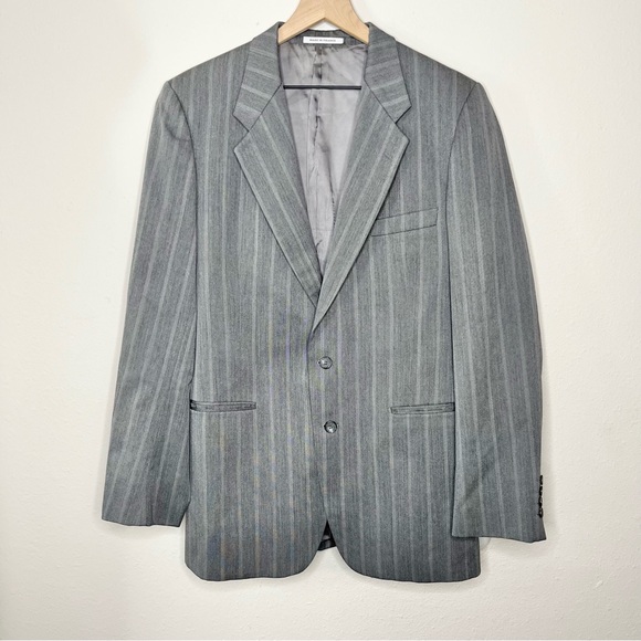 Yves Saint Laurent Other - Vintage Yves Saint Laurent YSL Grey Striped Blazer Coat YSL Pure Wool Preppy